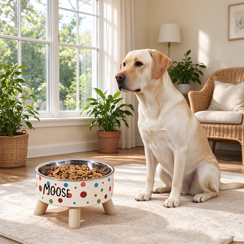 Personalized Cute Pet Feeding Bowl with Name Stainless Steel Heavy Base Raised Feeding Bowl Birthday Gift for Dog Cat Owners
