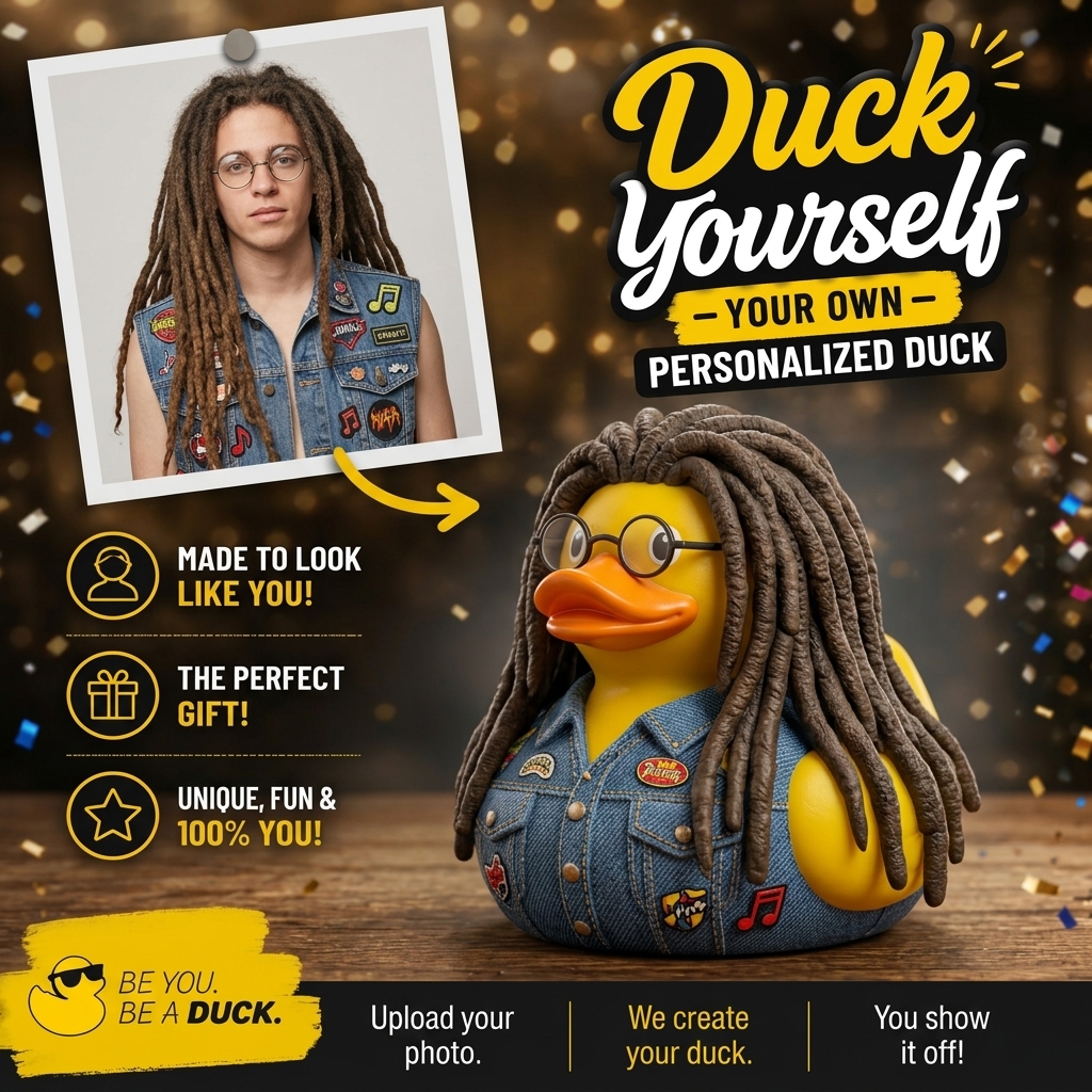 Custom 3D‑Printed Portrait Rubber Duck, Personalized Face Duck Figurine From Your Photo, Unique Custom Keepsake Gift for Friends & Family