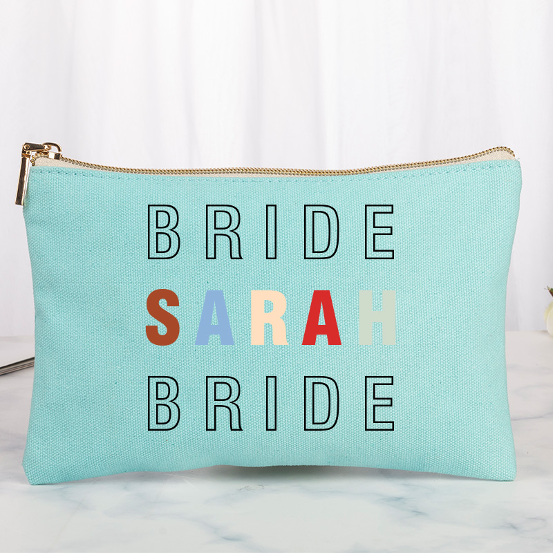 Personalized Bridesmaid Colorful Name Maekup Bag Bride Cosmetic Bag Sorority Gift Bachelorette Party Gift