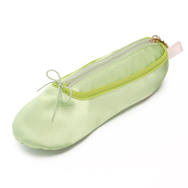Personalized Ballet Themed Satin Pointe Shoe Design Zipper Pencil Case Makeup Pouch Stationery Bag