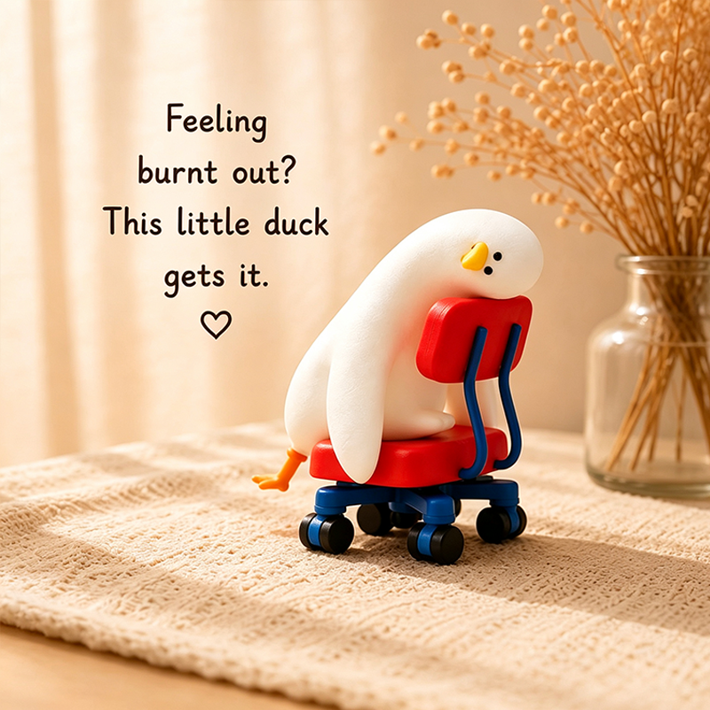 Funny Coworker Gift, Burnout Duck Figurine, I'm Sick Of Everything Duck, Office Desk Decor, Emotional Support Gift