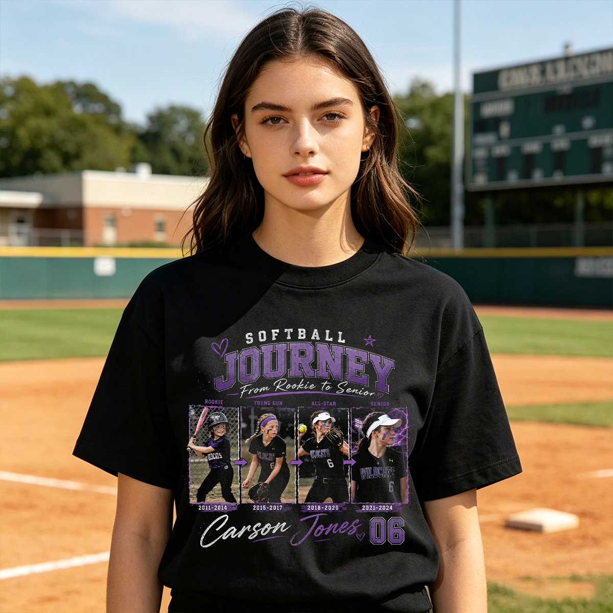 Personalized Player Poster T-Shirts Player Development Timeline Shirts Printed With Photos, Names, Jersey Numbers, and Team Information