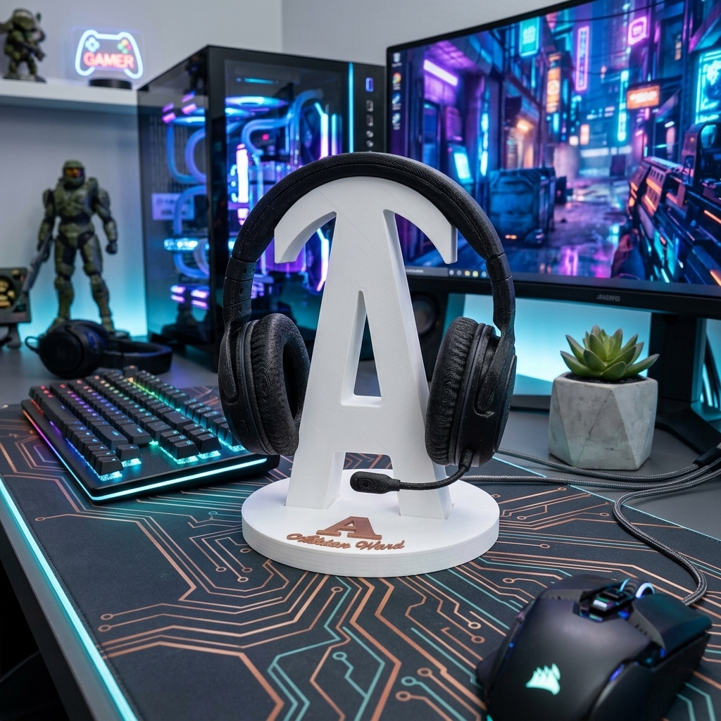 Personalized Letter Name Headphone Stand Custom Holder for Boyfriend Husband - Anniversary & Valentine's Gift