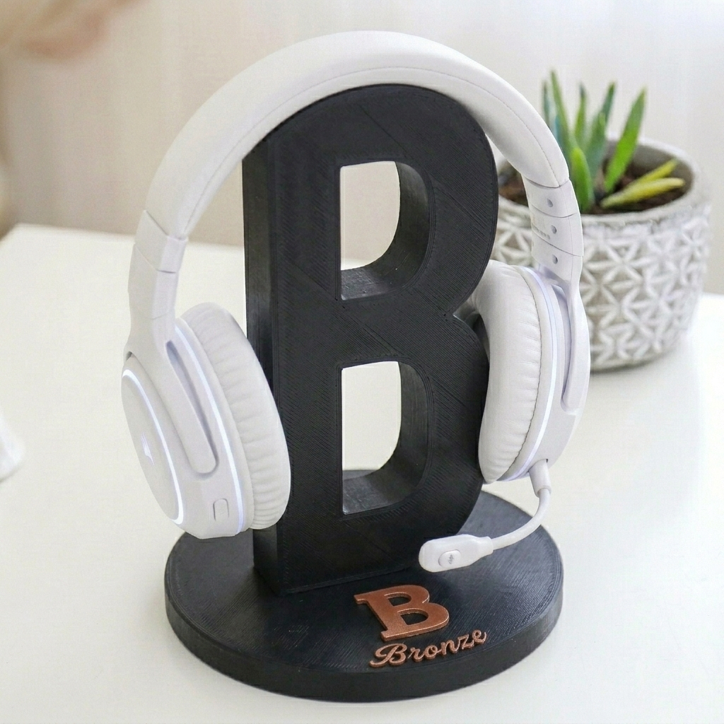 Personalized Letter Name Headphone Stand Custom Holder for Boyfriend Husband - Anniversary & Valentine's Gift