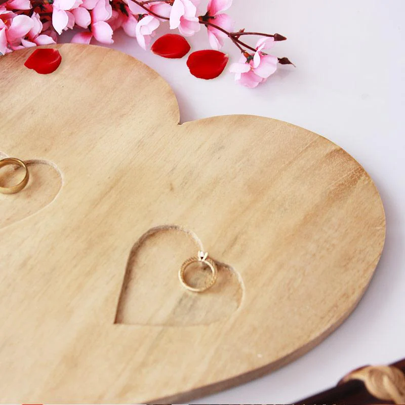 Personalized Wedding Vow Heart Wooden Ring Dish Custom Names Date Tree and Bike Design Ring Holder for Groom and Groom Wedding Gifts