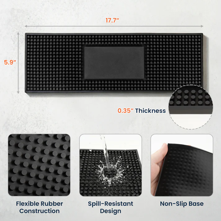 Personalized Bar Mat Home Bar Pub Accessories Art Rubber Bartender Mat