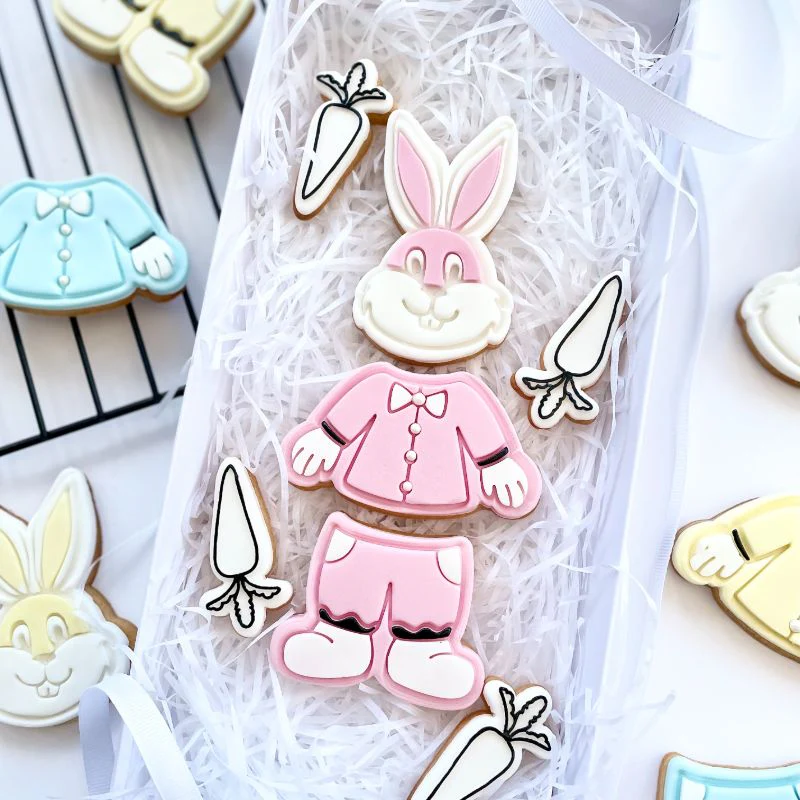 Personalized Full Body Easter Bunny Cookie Cutter Set Baking Molds for Custom Spring Treats and Easter Egg Hunt Party Favors