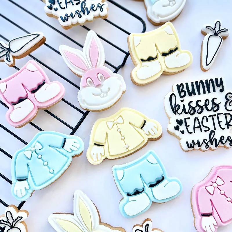 Personalized Full Body Easter Bunny Cookie Cutter Set Baking Molds for Custom Spring Treats and Easter Egg Hunt Party Favors