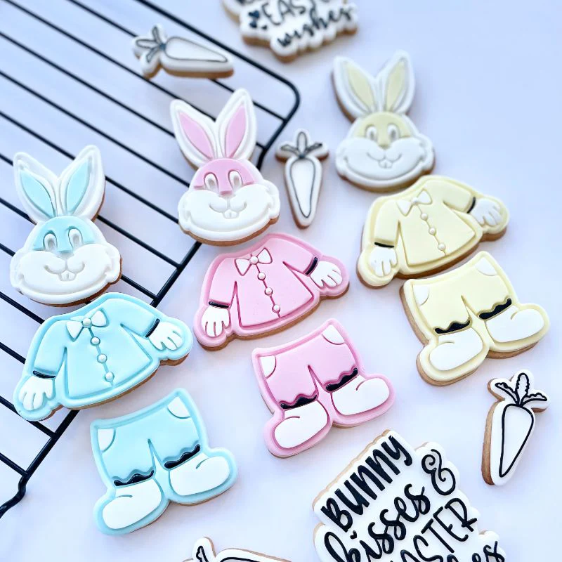 Personalized Full Body Easter Bunny Cookie Cutter Set Baking Molds for Custom Spring Treats and Easter Egg Hunt Party Favors