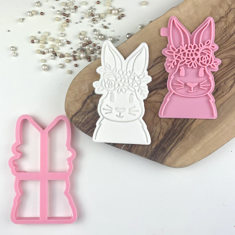 Personalized Floral Easter Rabbit Cookie Cutter Kit Reusable 3D Baking Tools for DIY Spring Cookies and Festive Holiday Treats