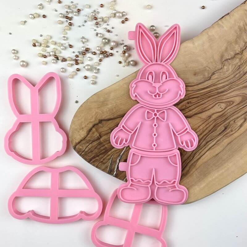 Personalized Full Body Easter Bunny Cookie Cutter Set Baking Molds for Custom Spring Treats and Easter Egg Hunt Party Favors