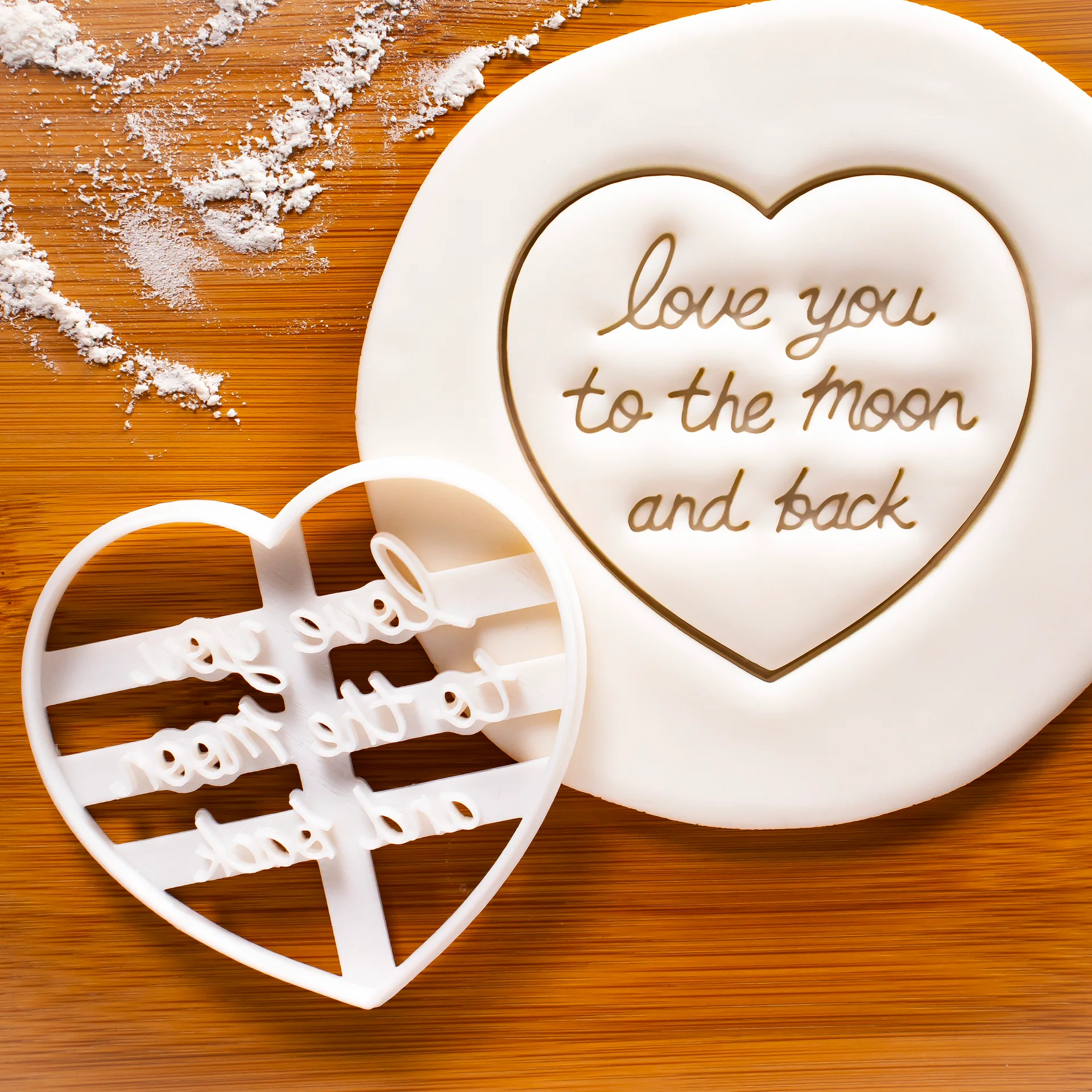 Personalized Heart Shaped Love You To The Moon And Back Cookie Cutter Embosser Mold Perfect for Weddings Anniversaries Valentines