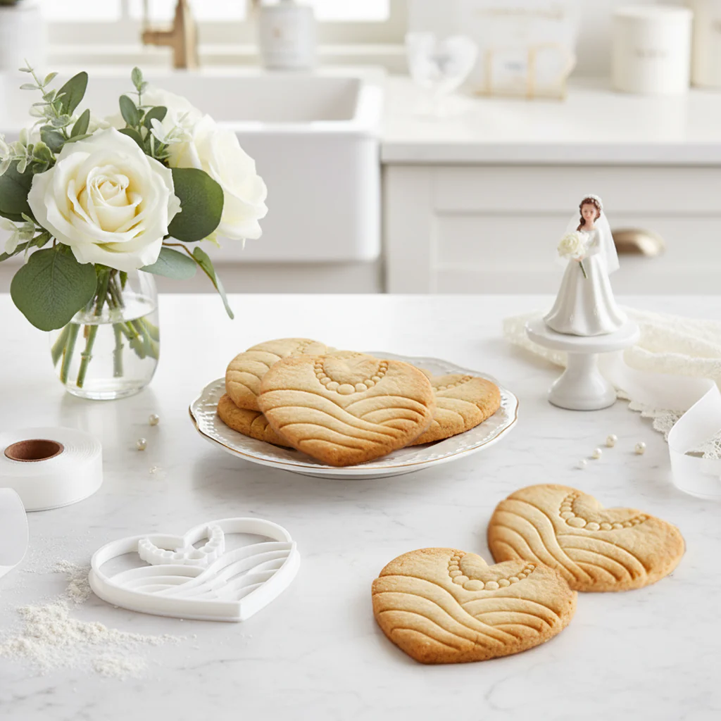 Wedding Cookie Cutter Set Bride and Groom Heart Shaped Cookie Molds Perfect for Weddings Engagement Parties Bridal Showers