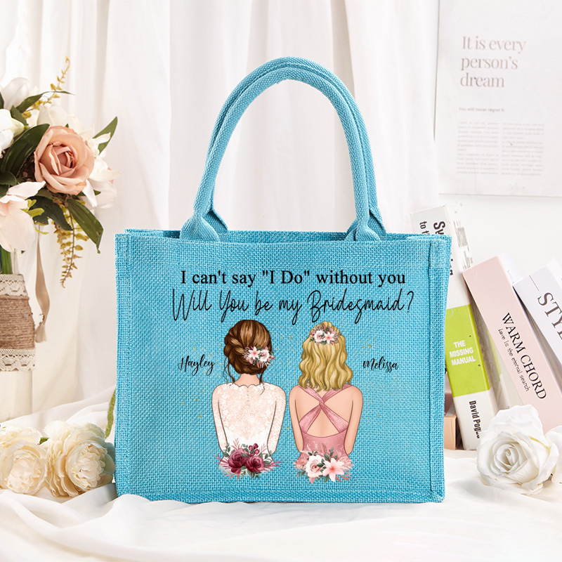 Personalized Will You Be My Bridesmaid Tote Bag Wedding Bride and Bridesmaid Tote Bag Burlap Tote Bag For Bridesmaid