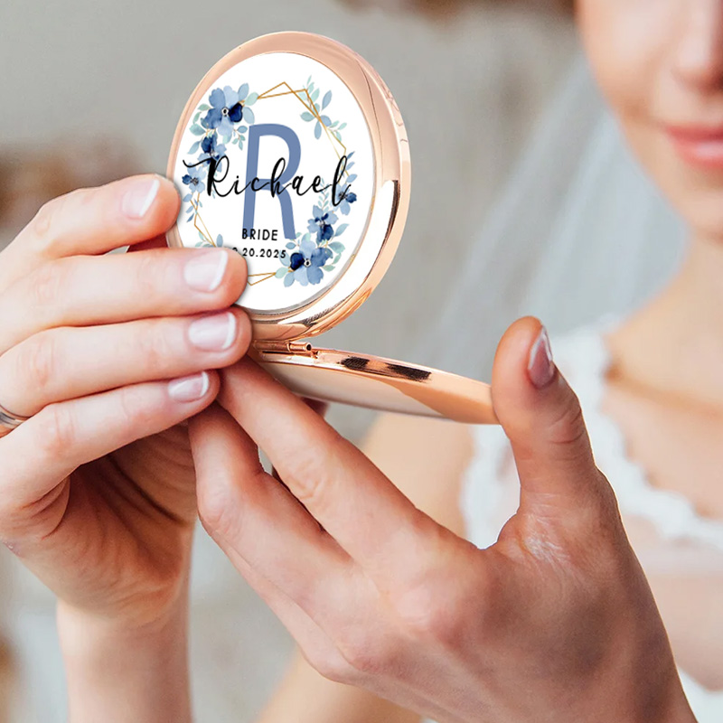 Personalized Wedding Bridesmaid Mirror Custom Bride Name Compact Mirror Bachelorette Party Mirror Bridesmaid Proposal Bridal Shower Gift