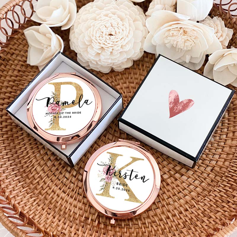 Personalized Bridesmaid Mirror with Name Custom Bride Name Compact Mirror Wedding Minimalist Luxury Style Wedding Mirror Bachelorette Party Mirror Bridal Shower Gift for Her 