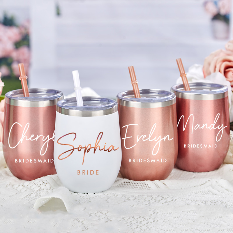 Personalized Bridesmaid Stylish Name Wine Tumbler Custom Bride Wine Tumbler Maid of Honor Bachelorette Party Favor Bridal Shower Gift for Her