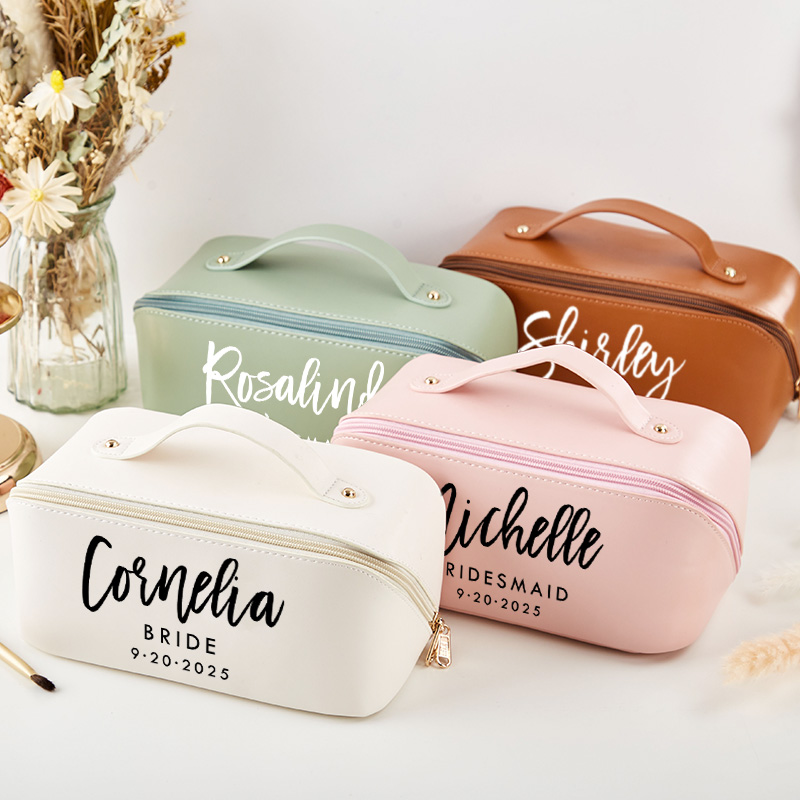 Personalized Bridesmaid Boho Name Makeup Bag Bride Wedding Cosmetic Bag Maid of Honor Toiletry Pouch Bachelorette Party Favor Bridal Shower Gift