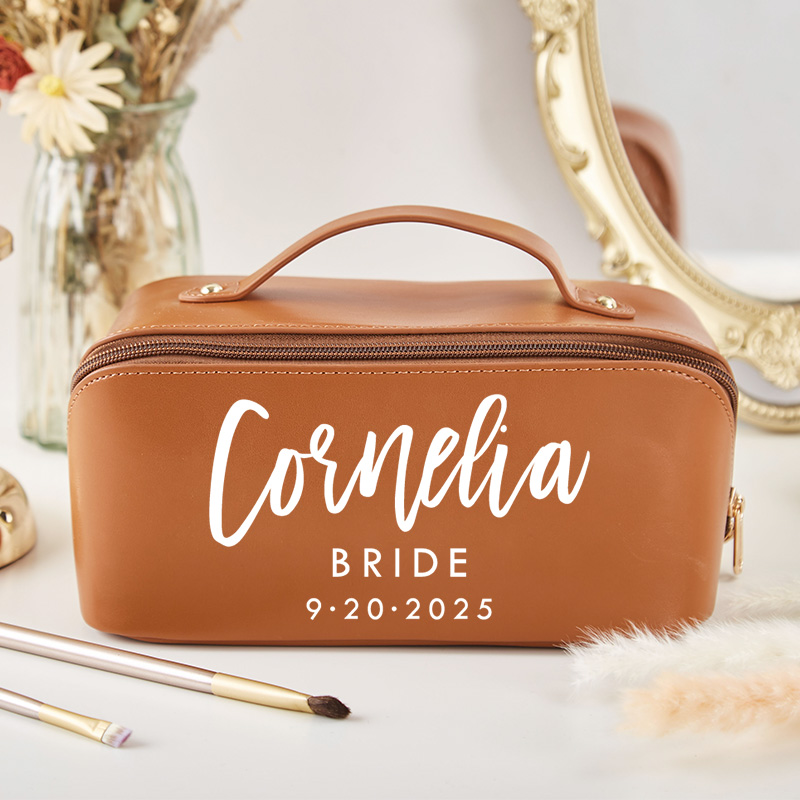 Personalized Bridesmaid Boho Name Makeup Bag Bride Wedding Cosmetic Bag Maid of Honor Toiletry Pouch Bachelorette Party Favor Bridal Shower Gift