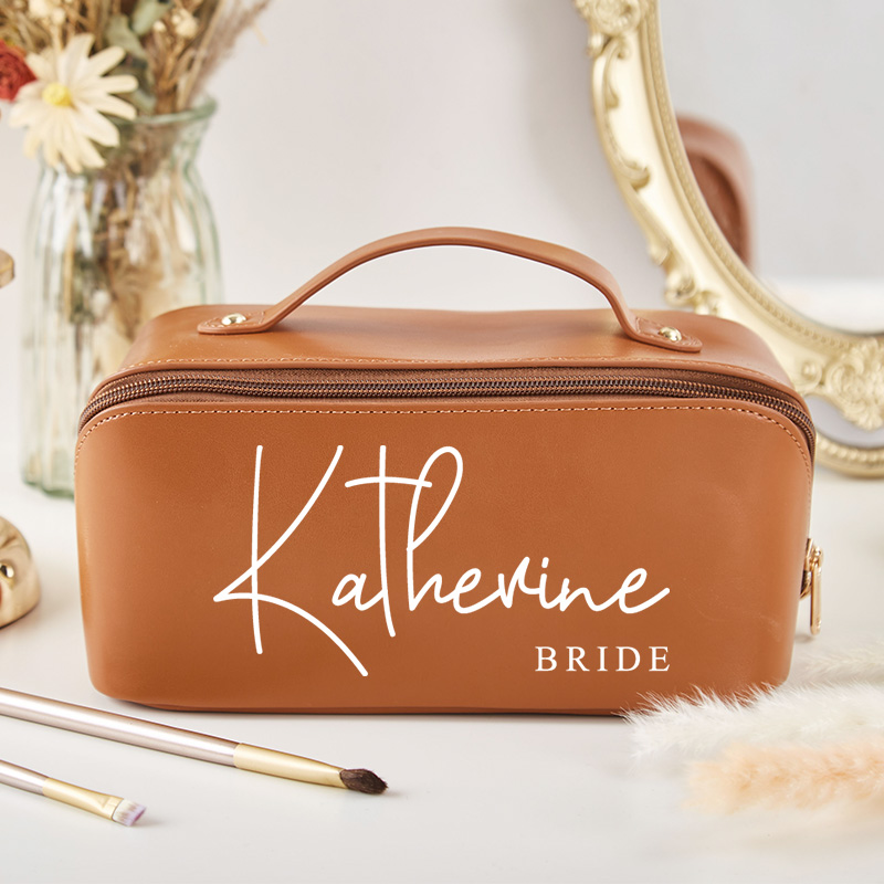 Personalized Bridesmaid Graceful Name Makeup Bag Bride Wedding Cosmetic Bag Maid of Honor Toiletry Pouch Bachelorette Party Favor Bridal Shower Gift