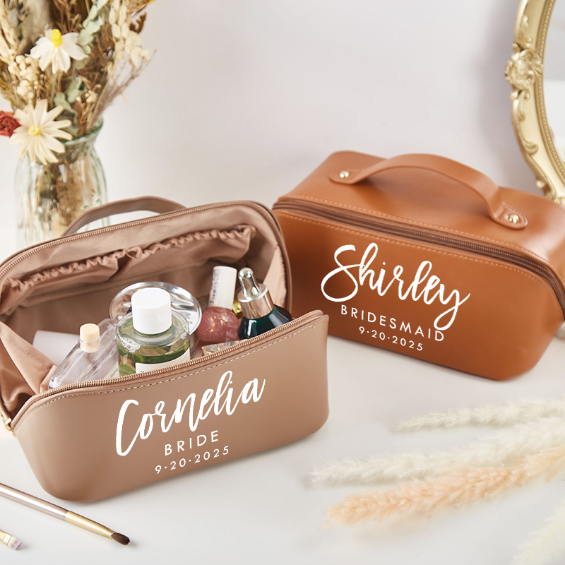 Personalized Bridesmaid Boho Name Makeup Bag Bride Wedding Cosmetic Bag Maid of Honor Toiletry Pouch Bachelorette Party Favor Bridal Shower Gift
