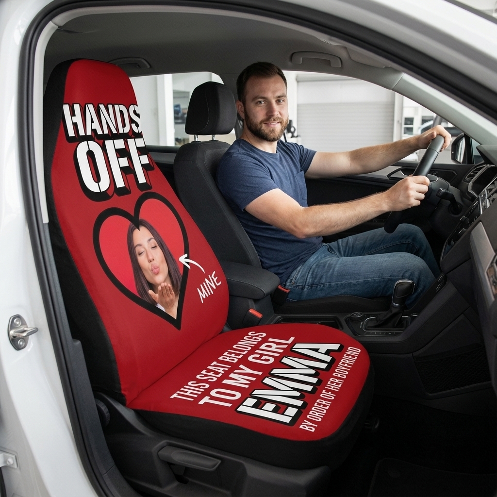 Personalized Wife Girlfriend Photo Car Seat Cover Gift for Wife Girlfriend Unique Car Gift