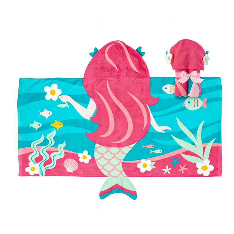 Personalized Colorful Ocean Underwater Adventure Soft Absorbent Kids Bath Pool Swim Cover Up Fun Hooded Beach Towels