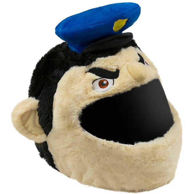 Funny Policeman Cop Plush Motorcycle Helmet Cover, Cartoon Officer Helmet Sleeve for Full Face Helmets