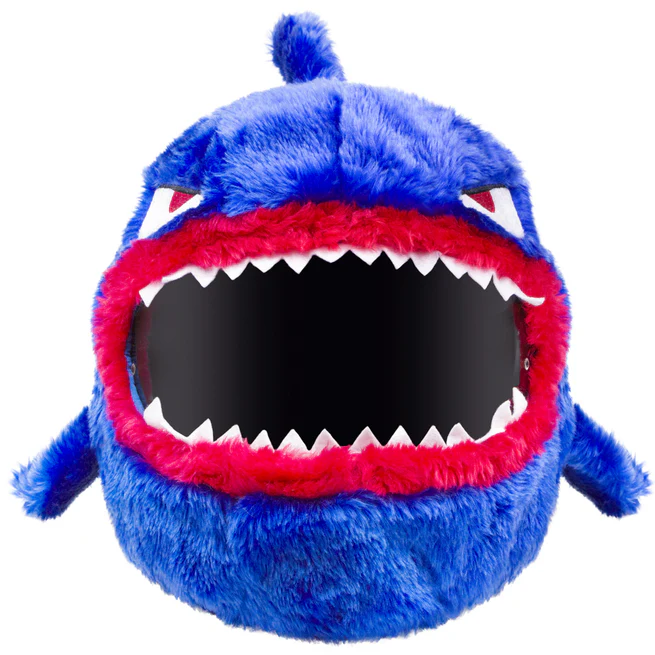 Funny Blue Shark Monster Plush Motorcycle Helmet Cover, Cartoon Helmet Sleeve Decor for Full Face Helmets