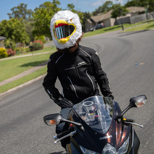 Cartoon Bald Eagle Plush Motorcycle Helmet Cover, Fluffy Full Face Helmet Sleeve Decoration for Motorcycle Riders