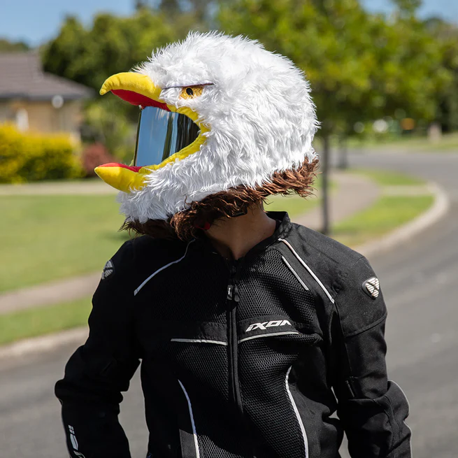 Cartoon Bald Eagle Plush Motorcycle Helmet Cover, Fluffy Full Face Helmet Sleeve Decoration for Motorcycle Riders