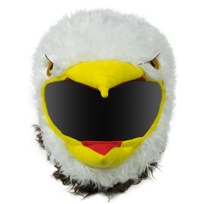 Cartoon Bald Eagle Plush Motorcycle Helmet Cover, Fluffy Full Face Helmet Sleeve Decoration for Motorcycle Riders