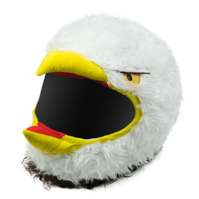 Cartoon Bald Eagle Plush Motorcycle Helmet Cover, Fluffy Full Face Helmet Sleeve Decoration for Motorcycle Riders