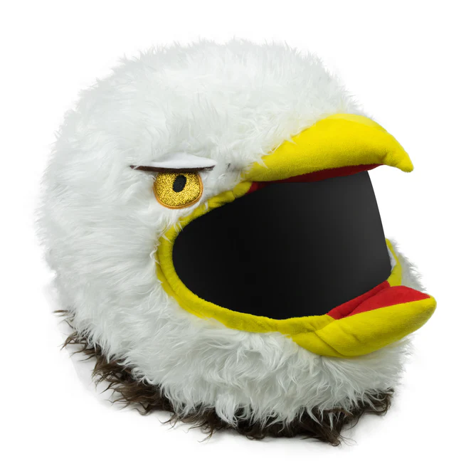 Cartoon Bald Eagle Plush Motorcycle Helmet Cover, Fluffy Full Face Helmet Sleeve Decoration for Motorcycle Riders