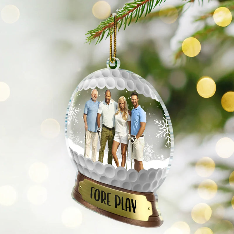 Personalized Golf Snow Globe Ornament with Custom Group Photo and Team Name