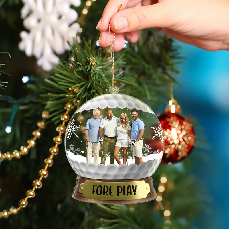 Personalized Golf Snow Globe Ornament with Custom Group Photo and Team Name