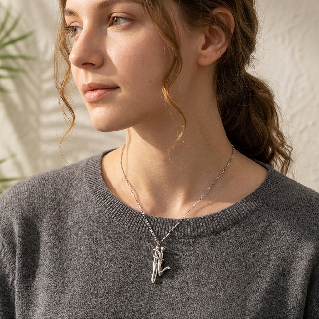 Personalized Personalized Hugging Couple Figure Pendant Necklace Minimalist Abstract Human Shape Jewelry Gift For Lovers Anniversary Valentine Daily Wear Anniversary Gift for Her