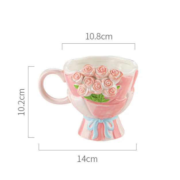 Personalized Bouquet Shaped Ceramic Mug 3D Rose Flower Design Wedding Bridesmaid Groomsman Gift Ideal For Bridal Party And Home Decor