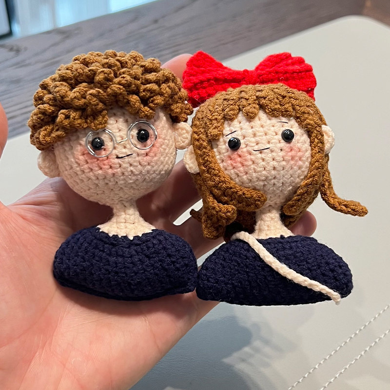 Lovely Crochet Boys anf Girls,Handmade Knitted Couple Avatar,Crochet Keychain,School bag Pendant,Boyfriend and Girlfriend Gifts,Gift for her