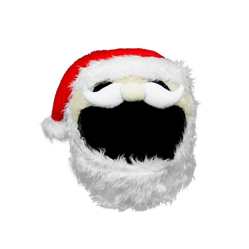 Christmas Santa Biker Helmet Cover, Festive Plush Helmet Protector, Santa Hat Helmet Skin, Holiday Gift for Motorcycle Riders