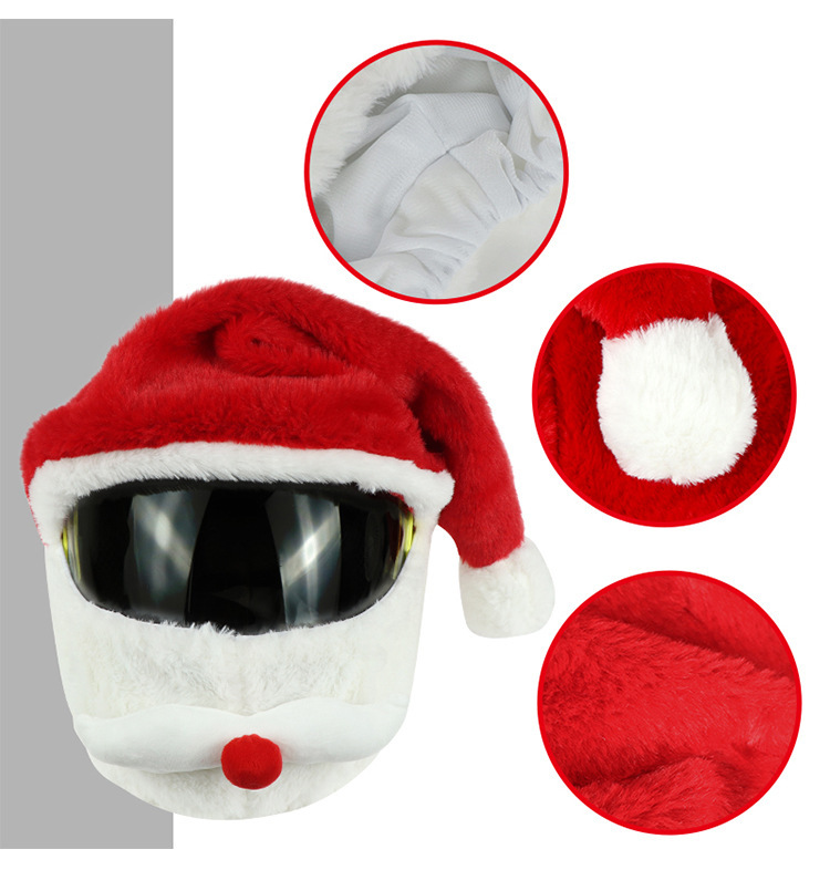 Christmas Santa Biker Helmet Cover, Festive Plush Helmet Protector, Santa Hat Helmet Skin, Holiday Gift for Motorcycle Riders