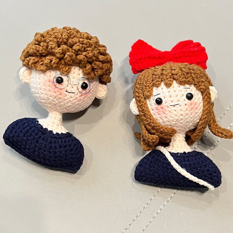 Lovely Crochet Boys anf Girls,Handmade Knitted Couple Avatar,Crochet Keychain,School bag Pendant,Boyfriend and Girlfriend Gifts,Gift for her