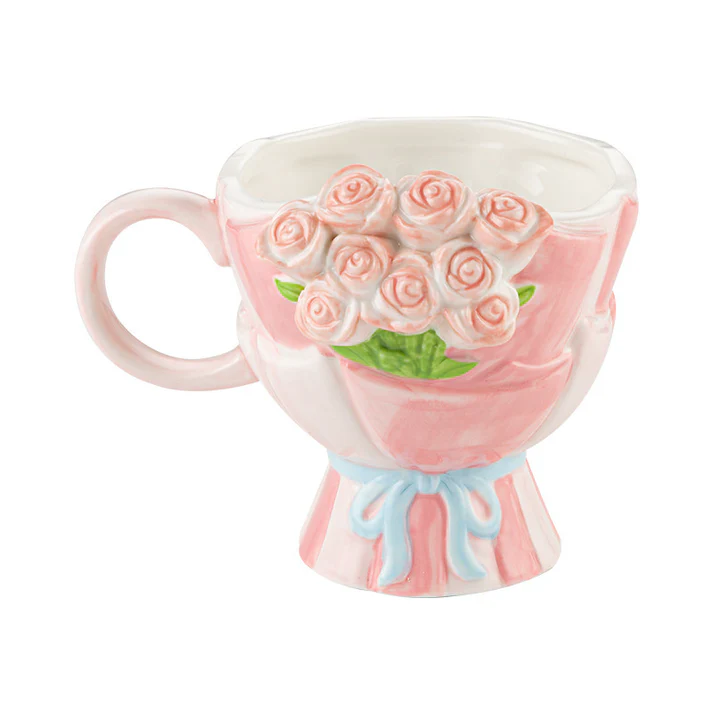 Personalized Bouquet Shaped Ceramic Mug 3D Rose Flower Design Wedding Bridesmaid Groomsman Gift Ideal For Bridal Party And Home Decor