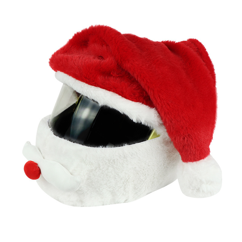 Christmas Santa Biker Helmet Cover, Festive Plush Helmet Protector, Santa Hat Helmet Skin, Holiday Gift for Motorcycle Riders