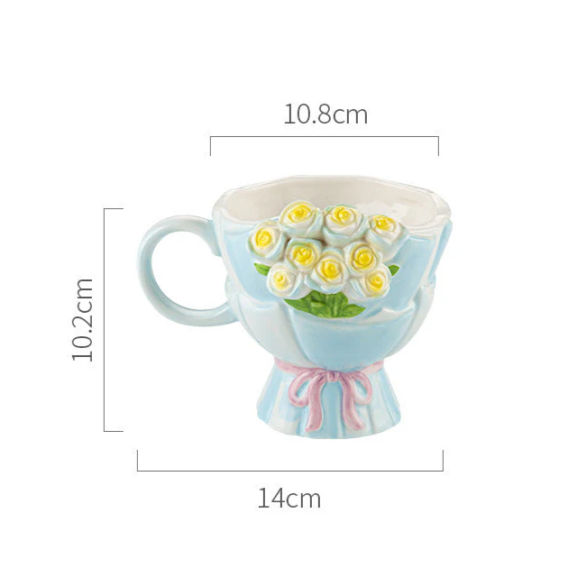 Personalized Bouquet Shaped Ceramic Mug 3D Rose Flower Design Wedding Bridesmaid Groomsman Gift Ideal For Bridal Party And Home Decor
