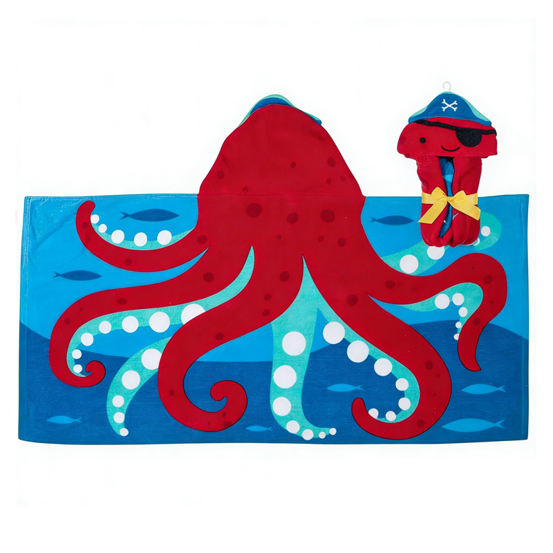 Personalized Colorful Ocean Underwater Adventure Soft Absorbent Kids Bath Pool Swim Cover Up Fun Hooded Beach Towels