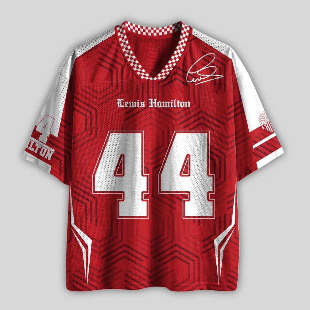 Racing Driver Mesh Jersey, Scuderia Red Streetwear Short Sleeve Tee, Motorsport Fan Oversized Mesh T-Shirt
