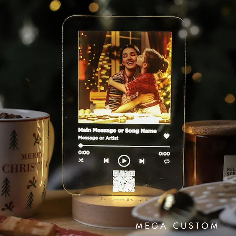 Personalized Acrylic Dad Photo Plaque from Daughter and Custom Song Plaque and LED Music and Personalized Gifts for Dad from Daughter