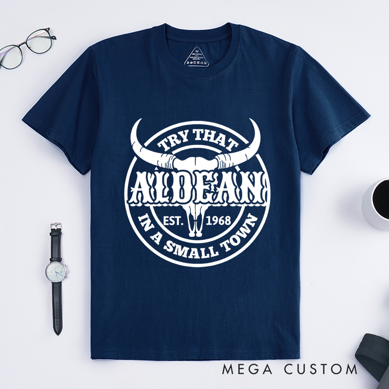 Personalized Classic T-Shirts Rustic Western Bull Skull and Small Town Country Life Graphic Tee Perfect Gift for Country Music Fans