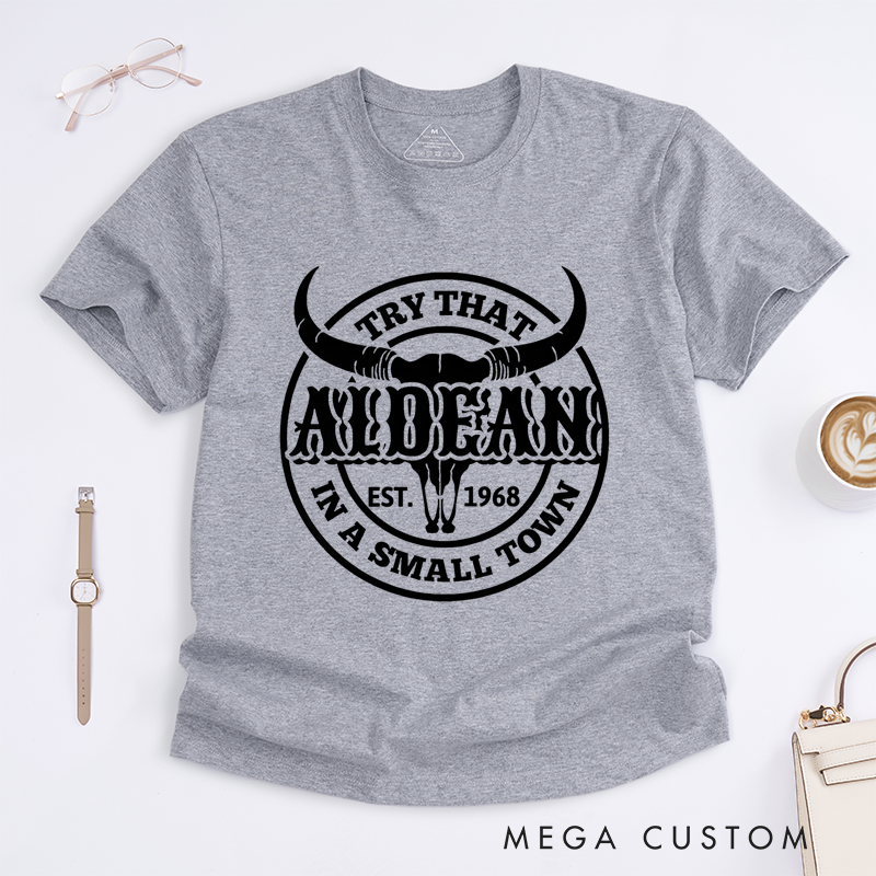 Personalized Classic T-Shirts Rustic Western Bull Skull and Small Town Country Life Graphic Tee Perfect Gift for Country Music Fans